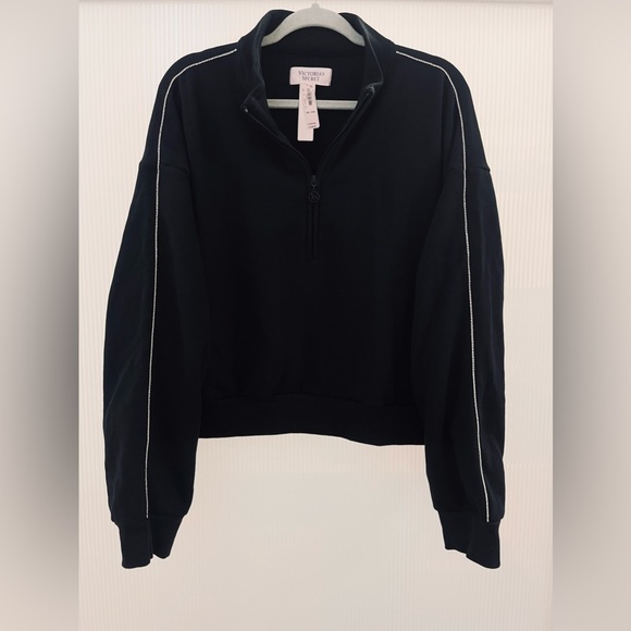 NWT Victoria’s Secret Black Rhinestone Oversized Half Zip Pullover | Size XXL - Picture 5 of 11